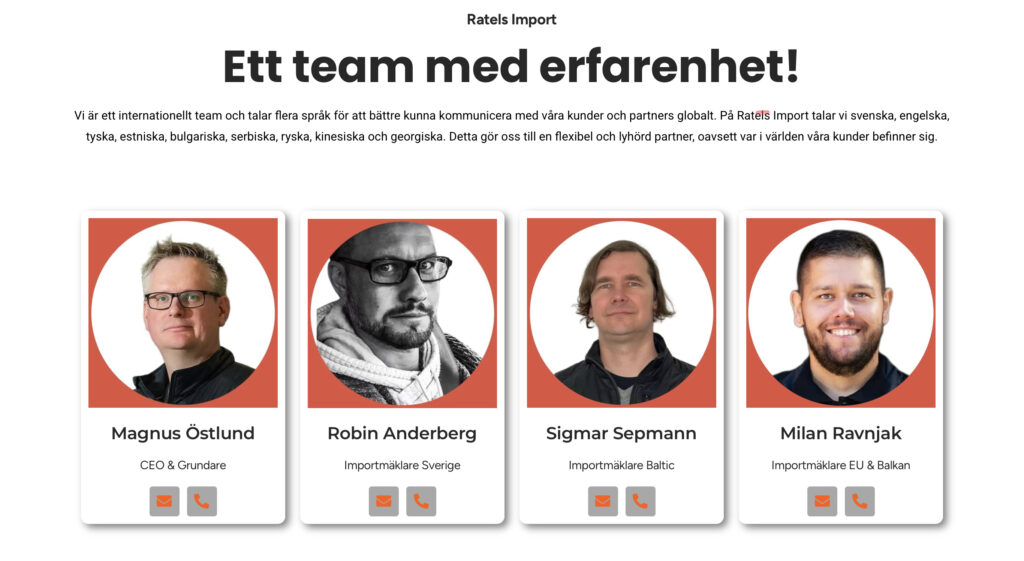 Vårt Team på Ratels Import